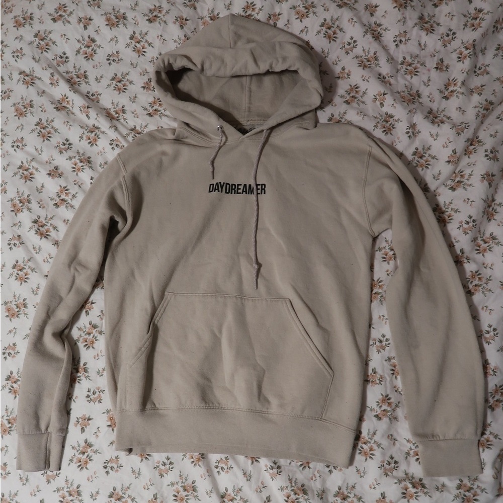 beige daydreamer hoodie black text